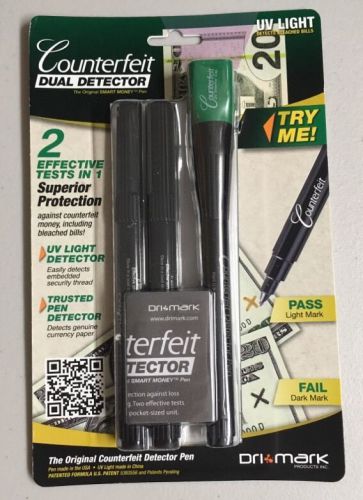 Dri-mark Smart Money Counterfeit Detector Pen with UV Led Light 351UVB + 2 pens