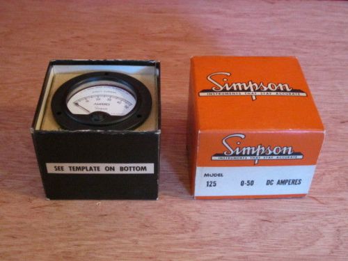 NOS Simpson Model 125  0-50  Amperes D.C. Ammeter  Meter/Gauge