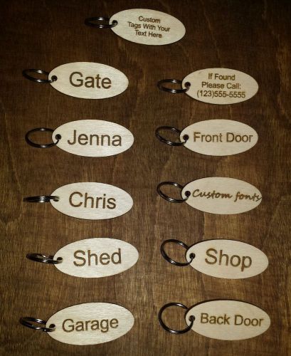 Wood keychain, key tags, custom key labels