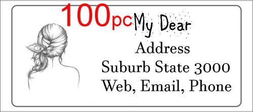 100 Personalised return address label custom mailing sticker 56x25mm hair design