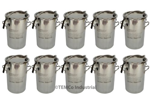 10x TEMCo 10 Liter 2.5 Gallon Stainless Steel Milk Can Wine Pail Bucket Tote Jug