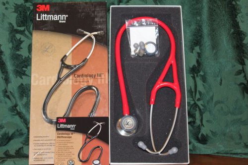 3m littmann cardiology iii stethoscope red tube 27&#034; 3140 new open box for sale