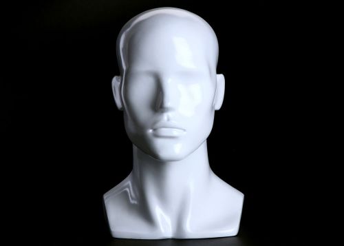 13.7INCHES TALL BRAND NEW MALE MANNEQUIN HEAD FOR HATS SUNGLASSES WHITE GLOSS H9