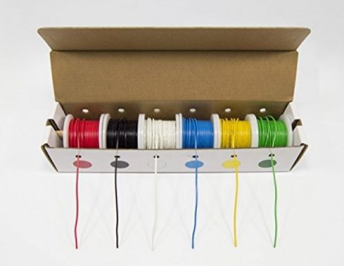 New by electronix express hook-up solid wire kit 22g 25ft 6 pcs each color 300v for sale