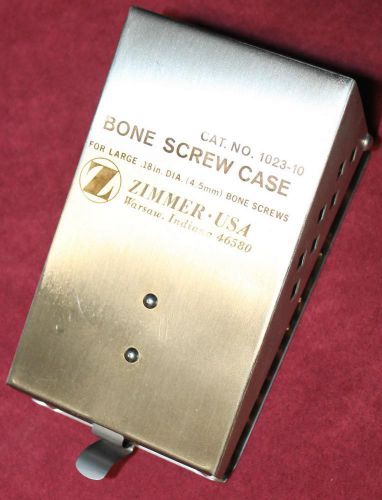 Zimmer bone screw case 1023-10 for large .18 inch 4.5mm screws set free shipping for sale
