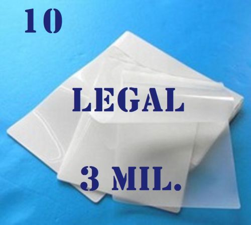 10 legal size  laminating laminator pouches sheets  9 x 14-1/2   3 mil... for sale