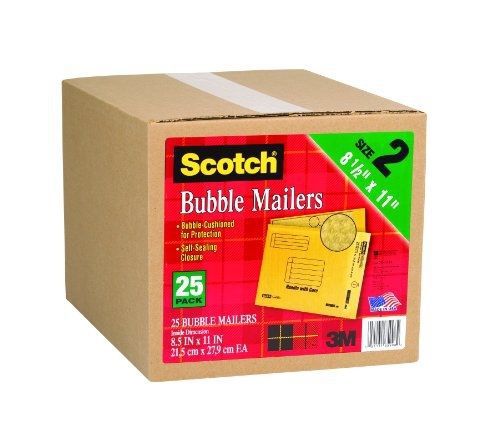 Scotch Bubble Mailer, 8.5 x 11-Inches, Size #2, 25-Pack