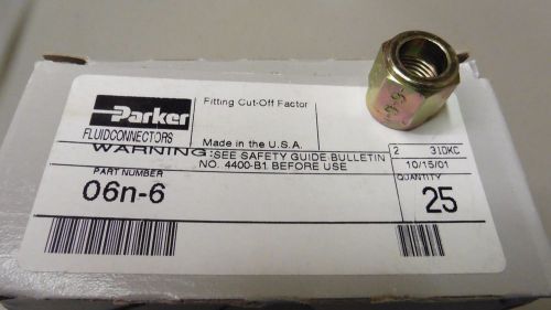 Parker fitting cut-off factor fluid connector # 06n-6 box of 25 for sale