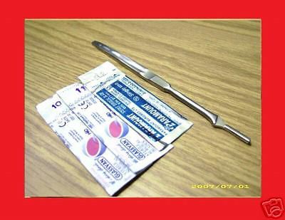 1 NEW SCALPEL HANDLE #7 + 30 SURGICAL STERILE SCALPEL BLADES #11