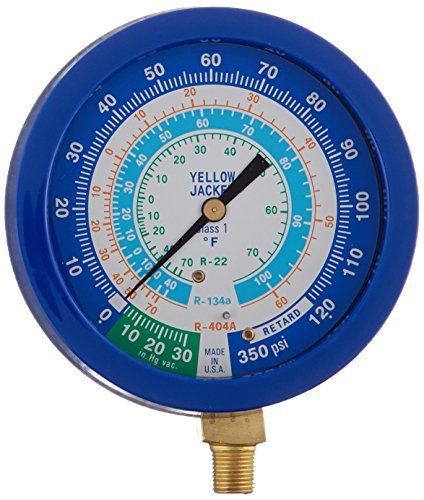 Yellow Jacket 49514 3-1/2&#034; Liquid-Filled Gauge degrees F Blue Compound, psi,