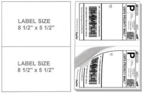 200 Half Sheet Shipping Labels, 2 - 8 1/2 X 5 1/2 Labels Per Sheet. Will Work