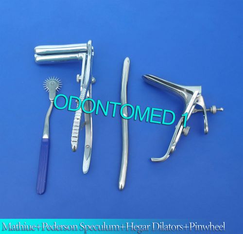 Mathieu Speculum +Hegar Dilator +Blue Pinwheel &amp; Pederson Speculum Medium