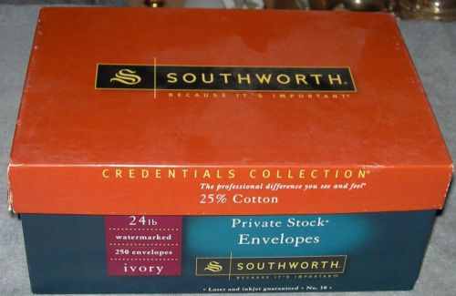 Southworth Ivory Private Stock Envelopes 24 Pounds 25% Cotton 250 Count NIB
