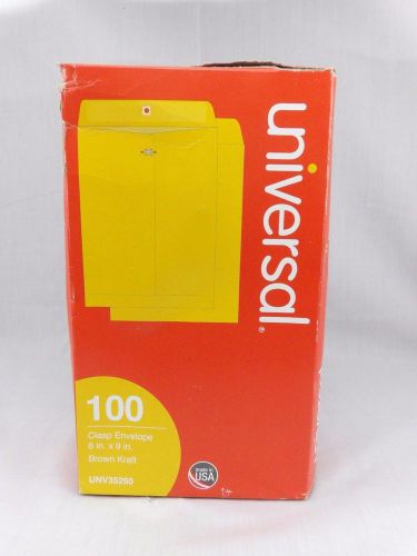 Universal 6 x 9 Clasp Envelope Kraft Mailer Brown 100 pack UNV35260