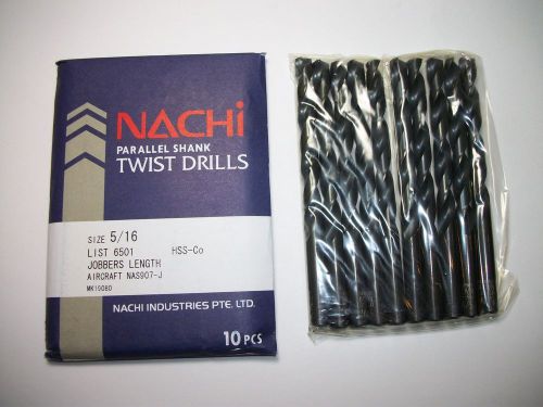 10 pcs nachi cobalt jobbers length twist drill rt.hand sz 5/16&#034; straight shank for sale