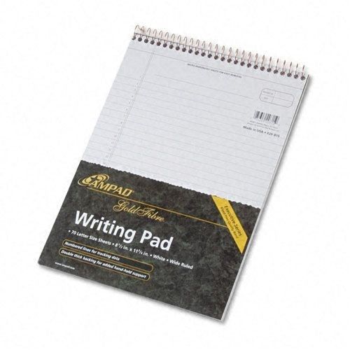 Ampad Gold Fibre Wirebound Legal Pad, Legal/Wide Rule, Letter, White, 70 Sheets