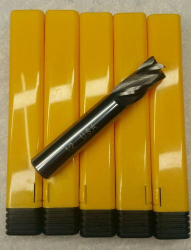 1/2 Variable Helix End Mill 4 Flute Solid Carbide Endmill Lot-5 Tools USA Made