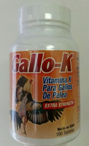 GALLO-K 100 TABLETS, &#034;EXTRA-STRENGTH&#034;, VITAMINS FOR ROOSTERS