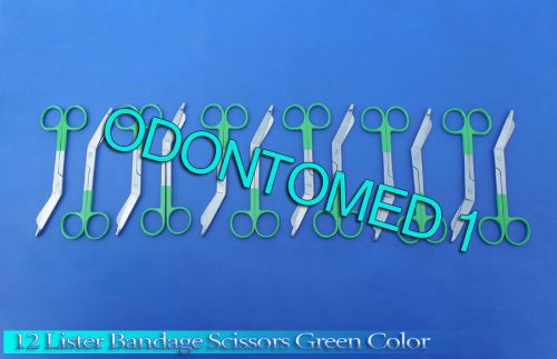 12 Lister Bandage Nurse Scissors - Color Handles(Green)