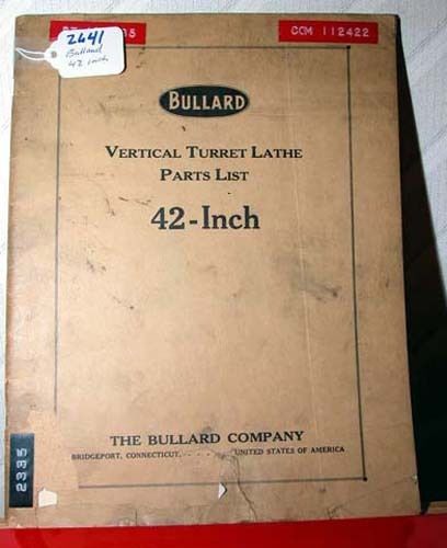 Bullard Vert. Turret Lathe Manual (Inv.2641)