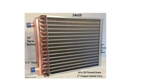 14x10 Water to Air Heat Exchanger 1&#034; Copper ports With Install Kit