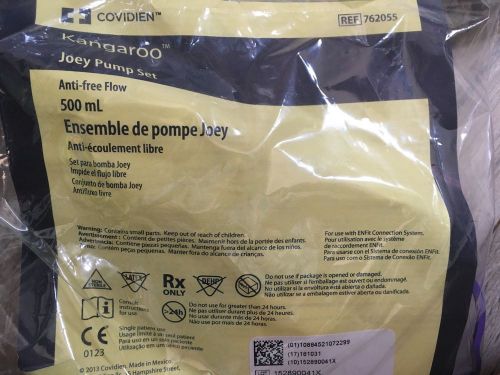Lot of 23- Covidien Kangaroo Joey Pump Set 500mL bags 762055 Anti-free Flow