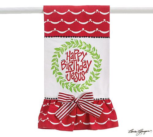 Happy Birthday Jesus, Cotton Tea Towel with Ruffle, Gorgeous Gift Idea Christmas