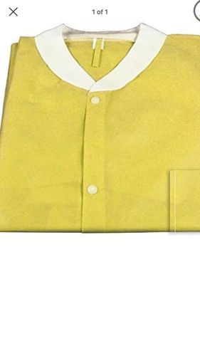 30 pack Dynarex 2045 Lab Jacket SMS with Pockets, Yellow, X-Large, New