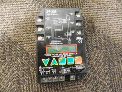 ICM CONTROLS THREE PHASE VOLTAGE MONITOR ICM450 10A A AMPS 190-630VAC