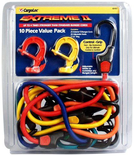 CargoLoc 82451 Bungee Cords Assortment with Extreme Rubberized Hooks 10-Piece