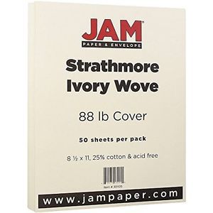JAM Paper® 8 1/2 x 11 Cardstock - Strathmore 80 lb Cover - Ivory Wove (25%
