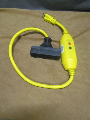 Portable GFCI, 2 Ft. Tri Cord Rain Proof 15A 120V Industrial Contractor Electric