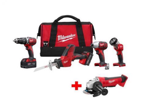 Milwaukee cordless power tool combo kit set drill driver hammer saw 5 piece 18v for sale
