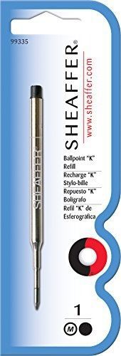 Sheaffer K Ballpoint Refills, Black Ink, Medium Point, Single Blister Card