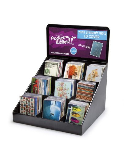 Fully stocked ready to sell card / passport cover display stand + holders mix for sale