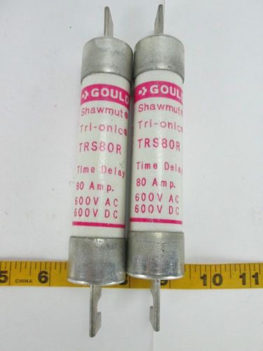 Lot of 2 gould shawmut tri-onic time delay limiting fuses trs80r sku z1 cs for sale