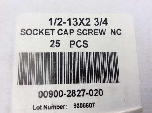 Socket Cap Screw, 1/2-13x2 3/4&#034;, 25 Pcs