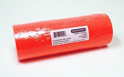 AMRAM Amram 1 Line 21x12 Fluorescent Red Pricing/Marking Labels, 1 Sleeve of 8