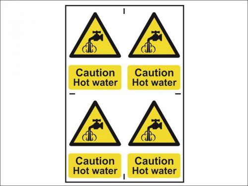 Scan - caution hot water - pvc 200 x 300mm for sale