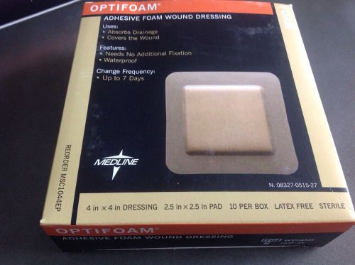 Medline Optifoam Adhesive Wound Dressing 2.5x2.5&#034; Pad Ref MSC1044EP Exp2017 10pc