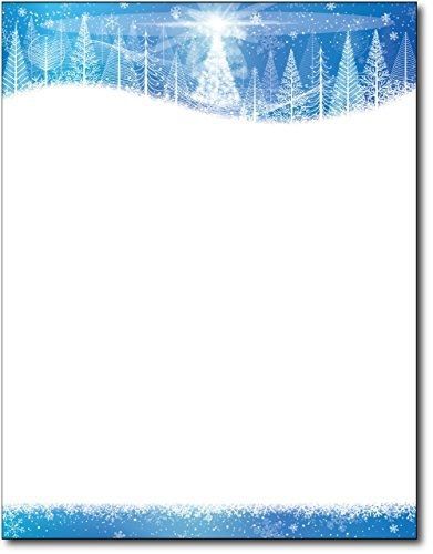 Desktop Publishing Supplies, Inc. Icy Blue Trees Holiday Stationery - 80 Sheets