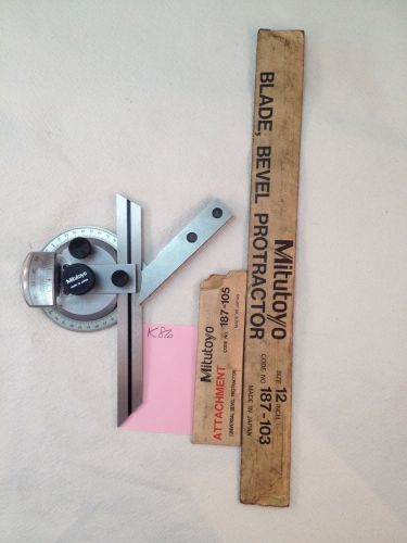 MItutoyo 187-904 Universal Bevel Protractor 6&#034; &amp; 12&#034; With Attachment.  (K86)