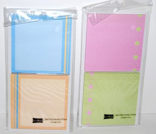 NEW 2 Packs of 3 1/2&#034; Sticky Notes - Blue/Orange Pink/Green by Studio 18