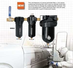 Inline Desiccant Air Dryer with Dual Filters and Shutoff Valve, 15 CFM