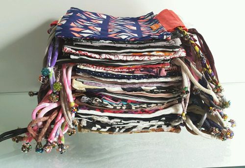 NEW! Auth.  50 pc CHAN LUU Jewelry POUCH Beaded Drawstring Bags