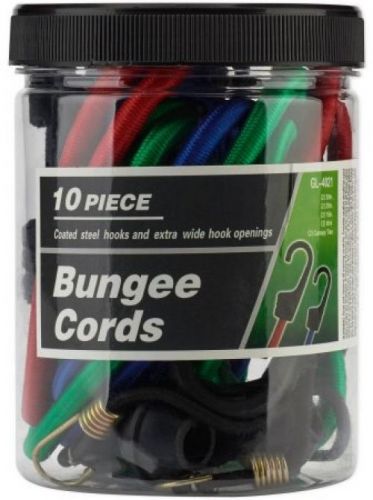 Bungee Cords Rubberized Hooks 10-Piece Assortment Cargo tie down luggage