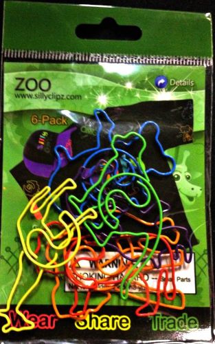 Set of 18 Multi-Color Zoo Animals Wearable Paper Clips Silly Clipz