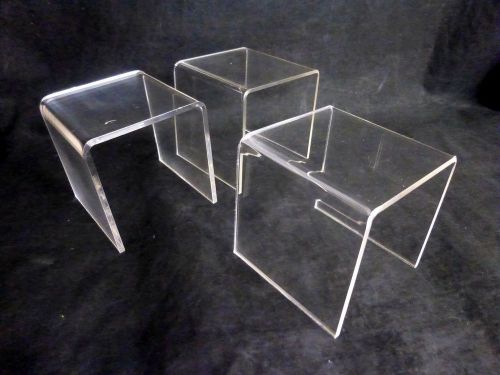Lot of 3,  4 x 4 x 4 (w x d x h) clear square acrylic display risers jewelry for sale