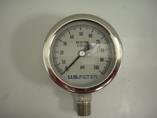 NOSHOK 25-500-100-psi 1/4&#034; NPT. US Filter Dial. Liquid Filled Pressure Gauge.
