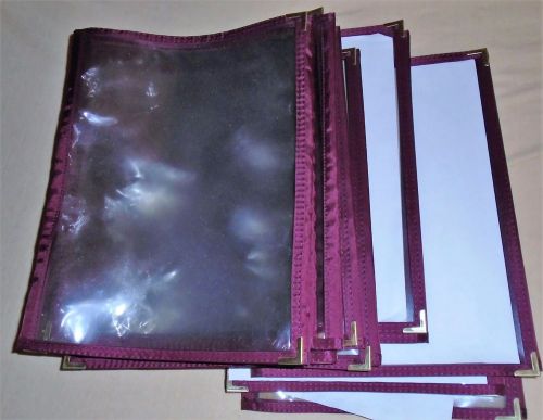 LOT OF 10 TRI-FOLD MENU COVERS CLEAR/BURGUNDY/GOLD